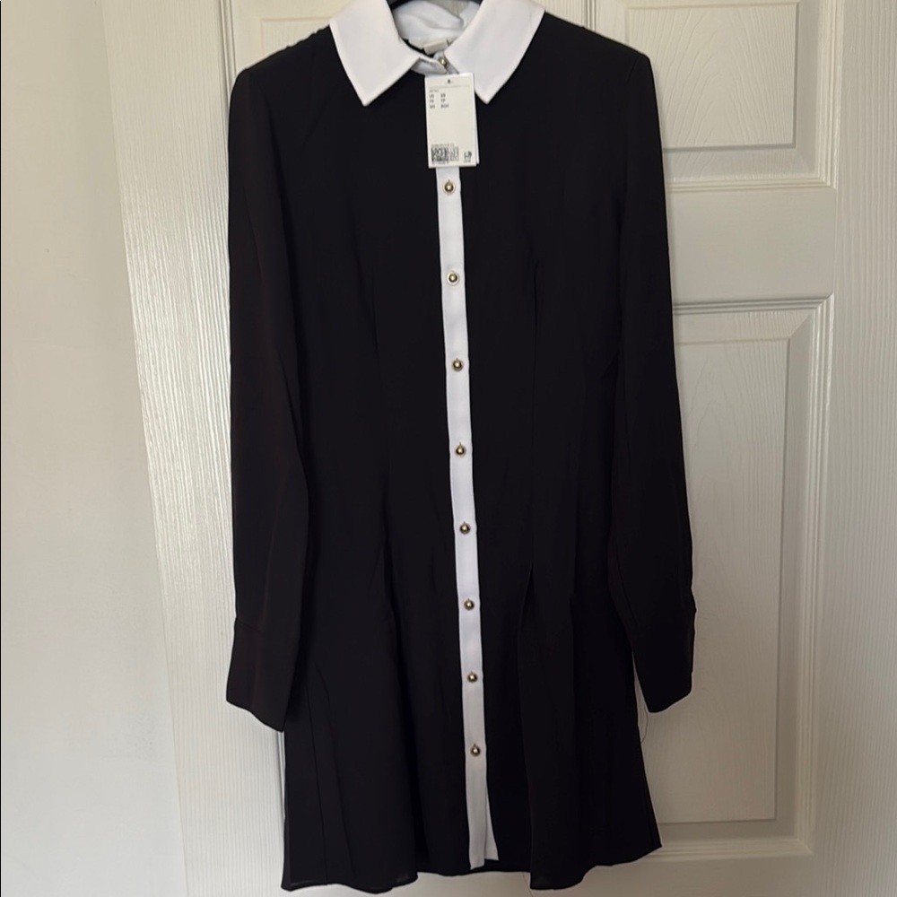 HM Black and White Button-Down Dress